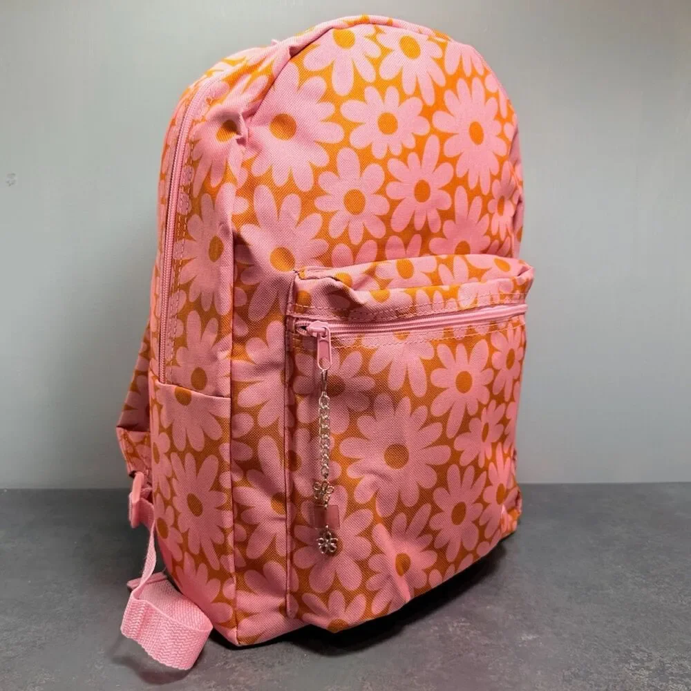 Backpacks With a Purpose Floral Backpack Pink Orange Daisy 17” NWT